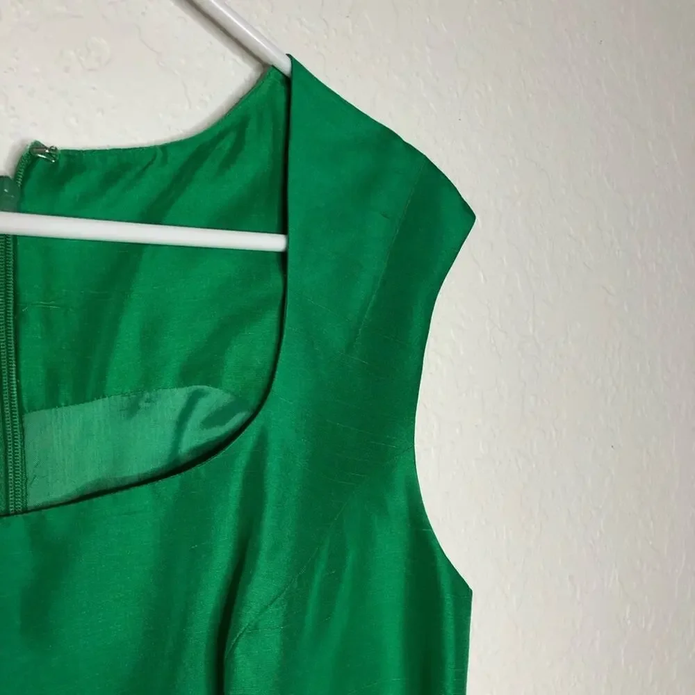 Hugo Buscati Collection green silk cap sleeve sheath dress size 4 holiday party